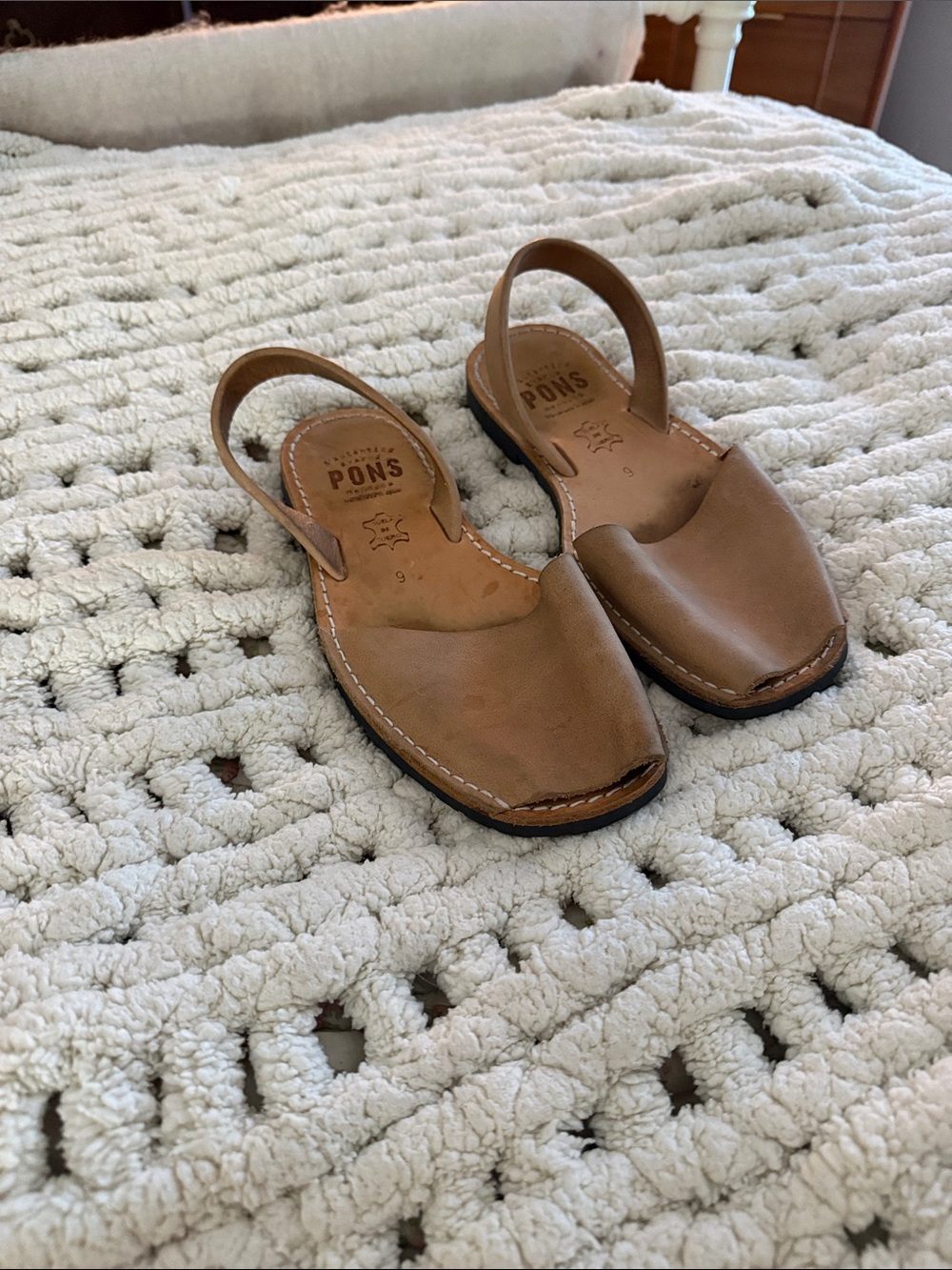 Pons Avarcas tan Leather Slingback Women's Sandals